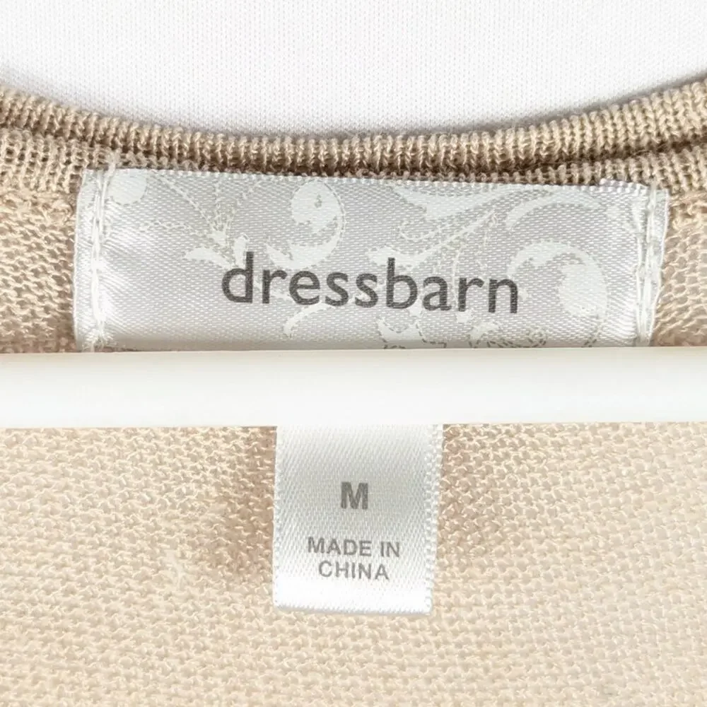 Dressbarn M Linen Rayon Open Front Lightweight Cardigan Beige Long Sleeve - Picture 2 of 4